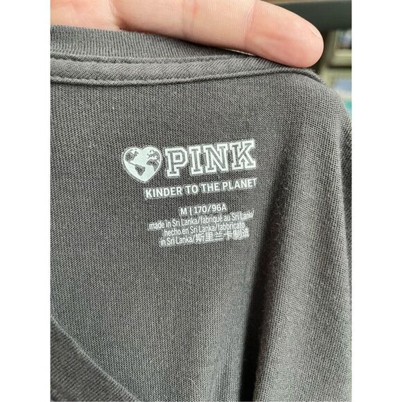 PINK Victoria’s Secret Grey Long Sleeve Tee with Camo Logo- Medium - Picture 5 of 6
